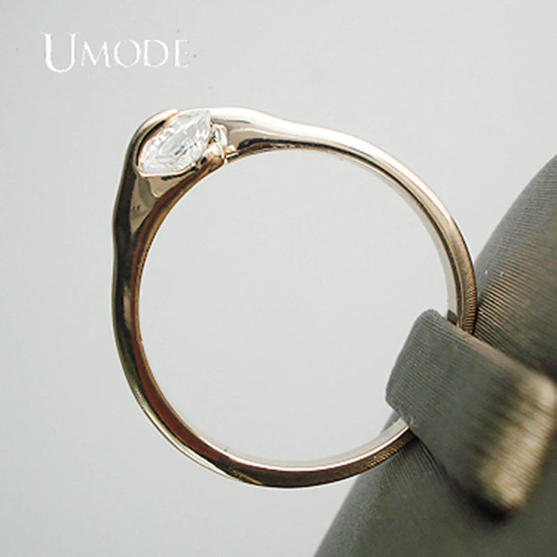 UMODE Rose Gold Color Fashion Design Twin Zircon CZ Cubic Zirconia Engagement Rings for Woman JR0013A UMODE Rose Gold Color Fashion Design Twin Zircon CZ Cubic Zirconia Engagement Rings for Woman JR0013A